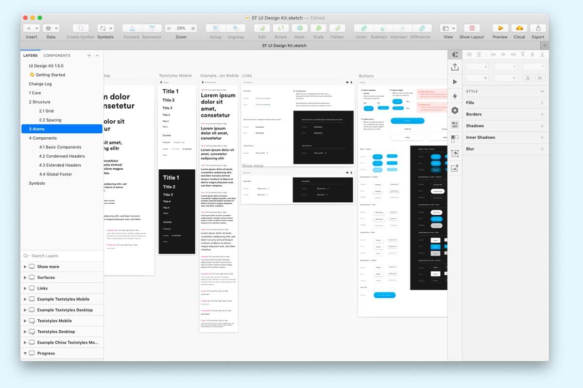 EF Design System in Sketch